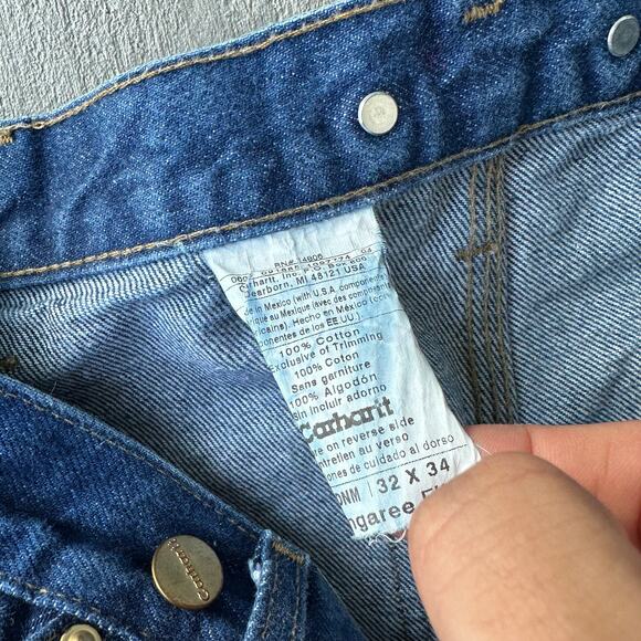 Vintage Y2K Carhartt denim blue jeans double knee work wear carpenter pants - Picture 4 of 7